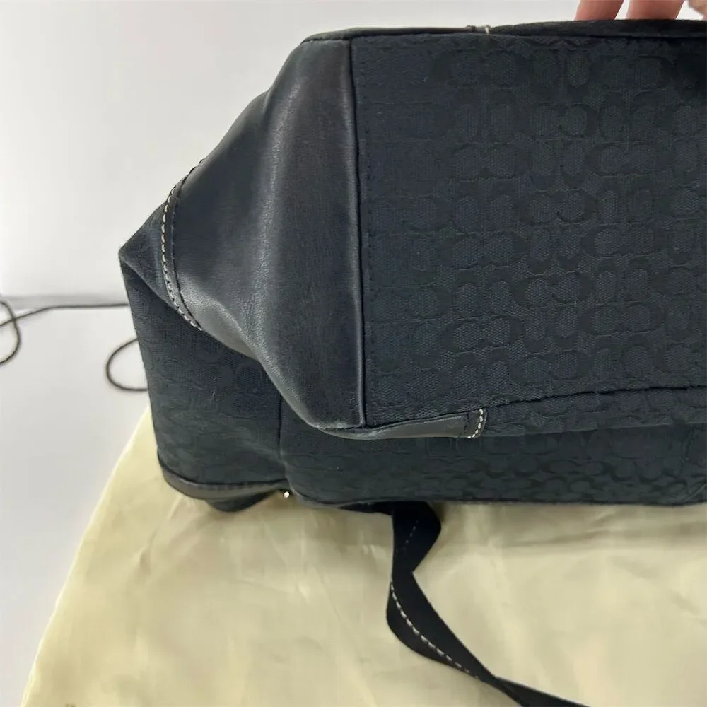 Coach Women's Black Canvas & Leather Tote Bag with Dust Bag EUC - Picture 7 of 16